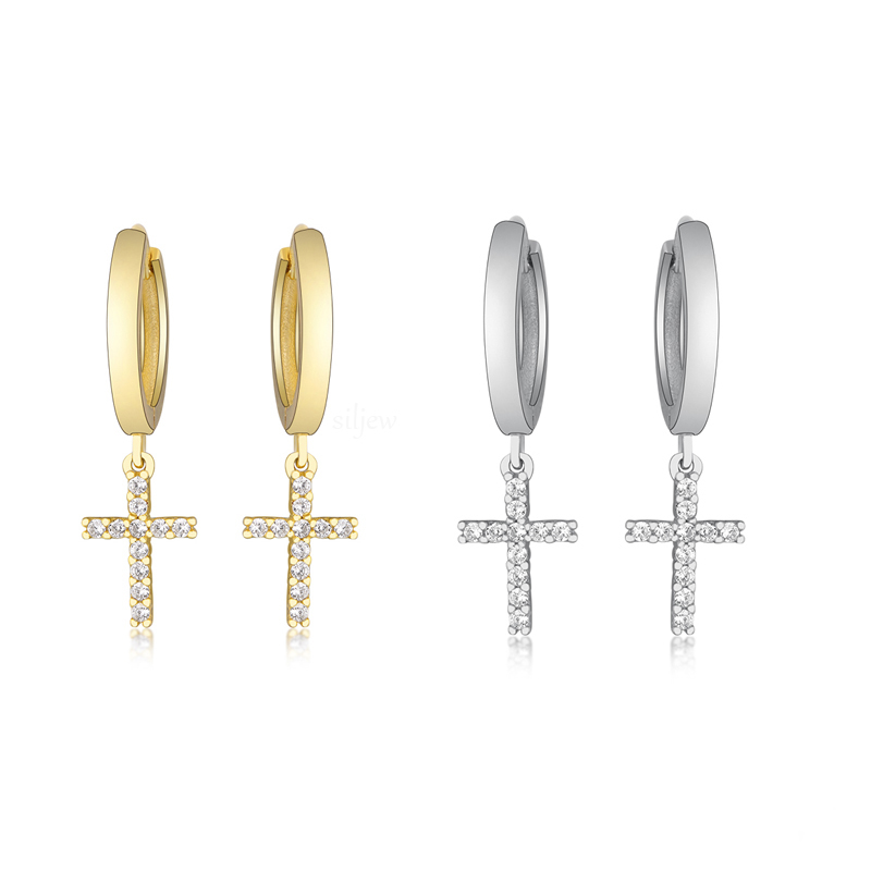 Authentic 925 Sterling Silver Gold Color Cross Dangle Hoop Earrings Women Girls Fashion Zircon Crystal Jewelry Gift Bijoux, Golden;silver
Authentic 925 Sterling Silver Gold Color Cross Dangle Hoop Earrings Women Girls Fashion Zircon Crystal Jewelry Gift Bijoux, Golden;silver