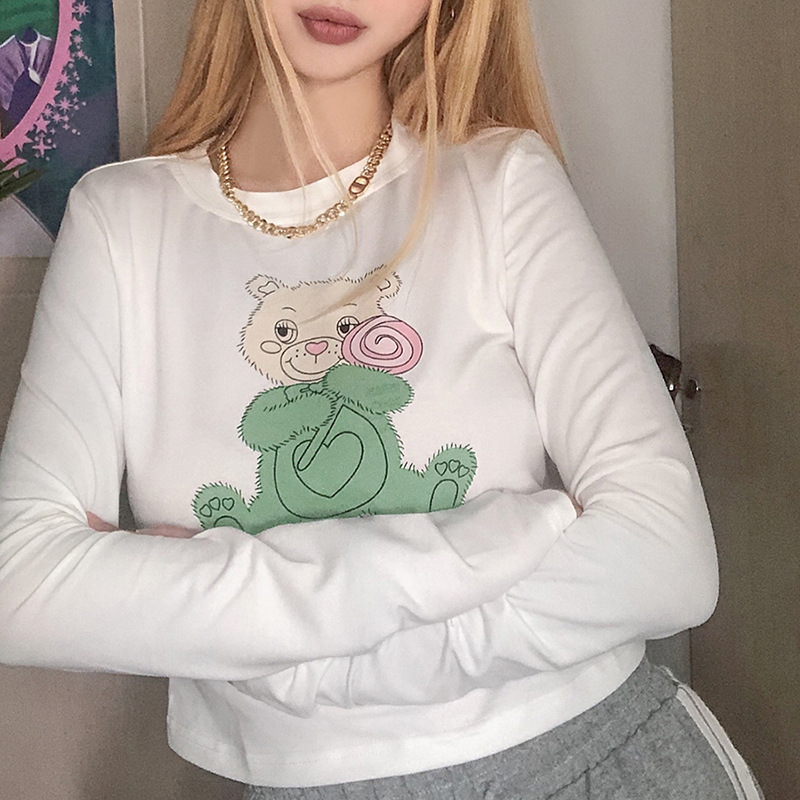 Harajuku Slim Long Sleeve Bear Printed Tshirt Women O Neck Bodycon Casual Crop Top 2021 Spring Fashion Street Tops, White
Harajuku Slim Long Sleeve Bear Printed Tshirt Women O Neck Bodycon Casual Crop Top 2021 Spring Fashion Street Tops, White