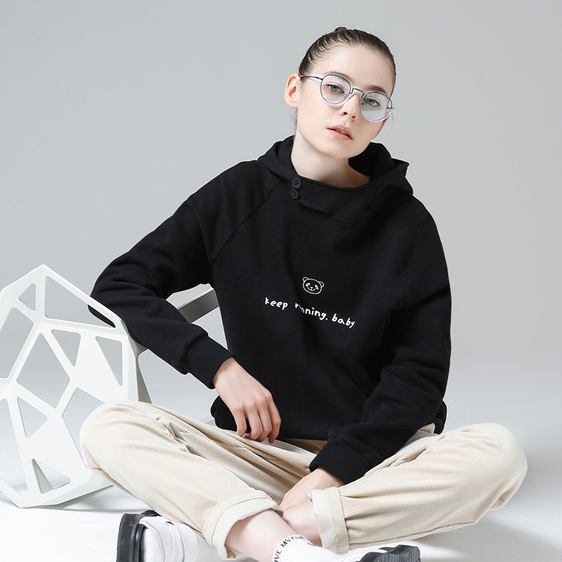 Toyouth Autumn Women Panda Fleece Hoodies Sweatshirts Casual Long Sleeve Tracksuits Female Letter Printed Pullover Moletom 201102