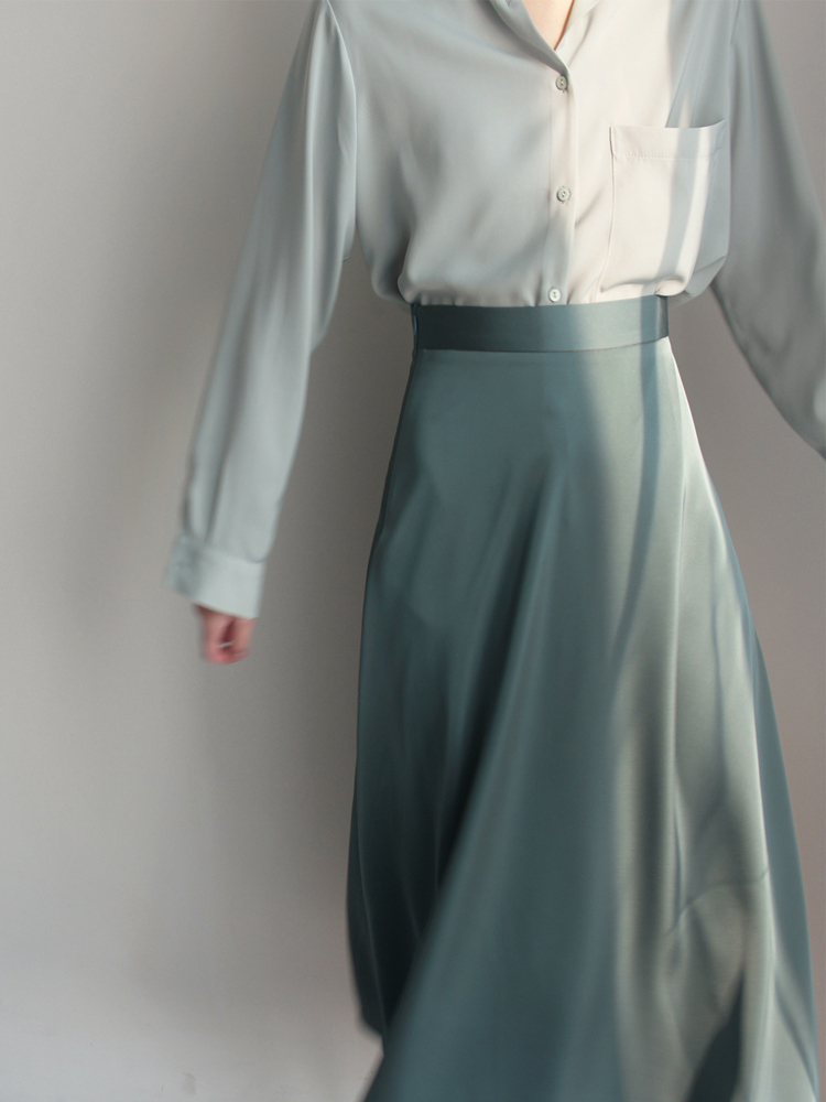 Summer Women's Skirt Korean Style Vintage Satin High Waist Mid-Calf Skirts Womens Jupe Femme Faldas Mujer Moda 2021 210309