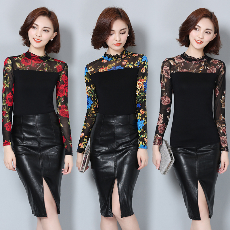 New Fashion Fall Winter Women Blouse Long Sleeved Rose Flower Shirt Plus Size Women Korean Style Women Shirt 60i 25 210225