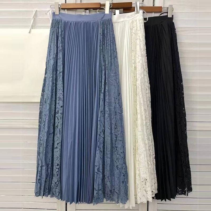 Skirts Fashion Designer 2022 Spring Summer Skirt Women Elastic Waist Lace Patchwork White Blue Black Pleated
Skirts Fashion Designer 2022 Spring Summer Skirt Women Elastic Waist Lace Patchwork White Blue Black Pleated