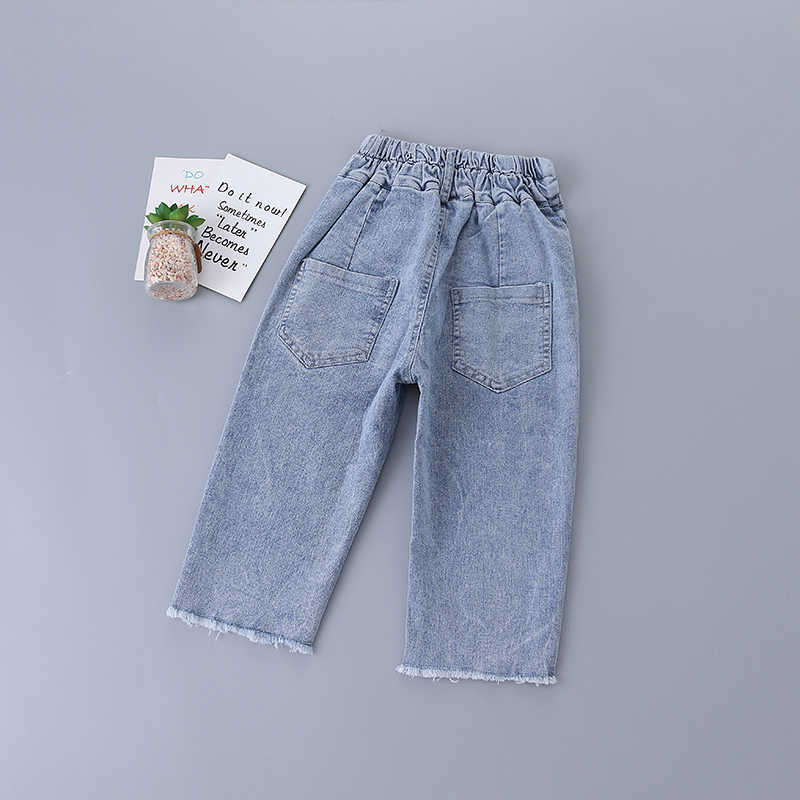 2-7 Years High Quality Spring Girl Clothing Set Fashion White Solid Shirt + Jeans Kid Children Girls Clothes 210615