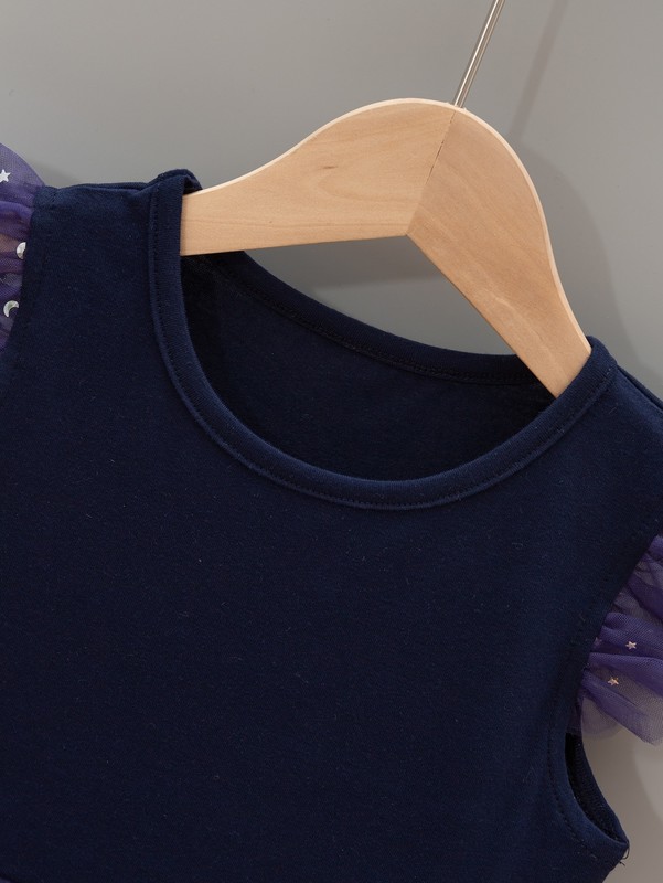 Toddler Girls Ruffle Sleeve Star Mesh Dress SHE