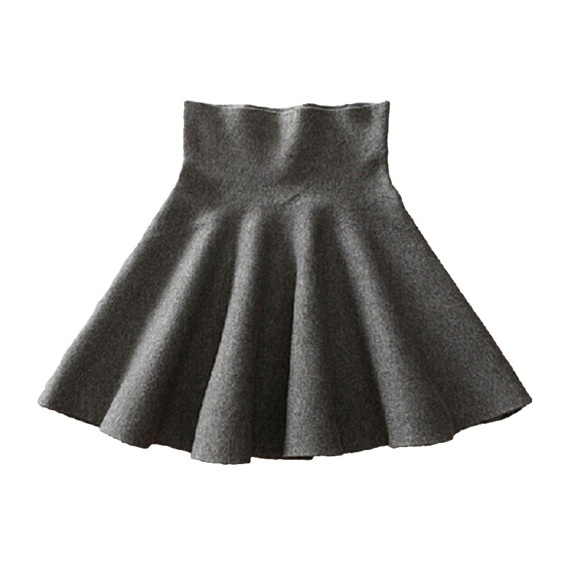 Spring Autumn High Waist Knitted Skirts Women Pleated mini Skirt Casual Elastic Flared Skirt Female midi Short Skirt Woman 210309