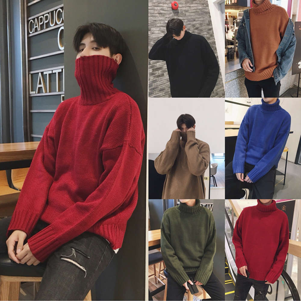 Turtleneck Korean fashion personality couple Harajuku style loose knit jacket men's autumn and winter clothes, White;black
Turtleneck Korean fashion personality couple Harajuku style loose knit jacket men's autumn and winter clothes, White;black