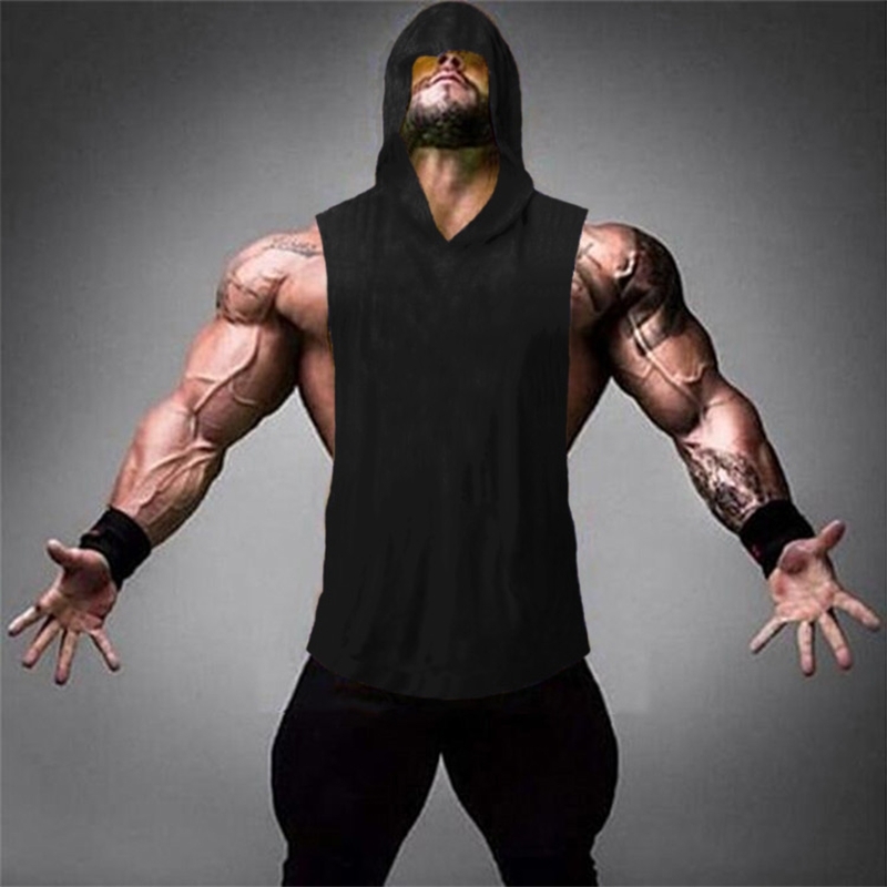 Summer Plain Gyms Tank Top Mens Bodybuilding Stringer hoodies Blank Vest Fitness Shirt 100% Cotton Solid Sleeveless Tops 210623