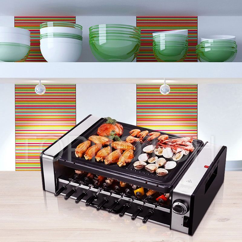 220V Household Electric Barbecues Machine Automatic Rotating Grill Skewers Maker Smoke Free Non Stick Barbecue Rack