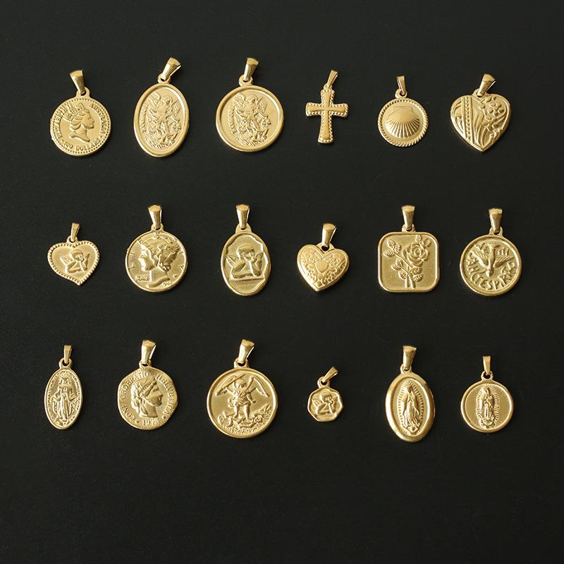 Charms Stainless Steel For Jewelry Making Religion Style Gold Heart Cross Coin Neck Pendants Women Without Chain Necklace, Bronze;silver
Charms Stainless Steel For Jewelry Making Religion Style Gold Heart Cross Coin Neck Pendants Women Without Chain Necklace, Bronze;silver
