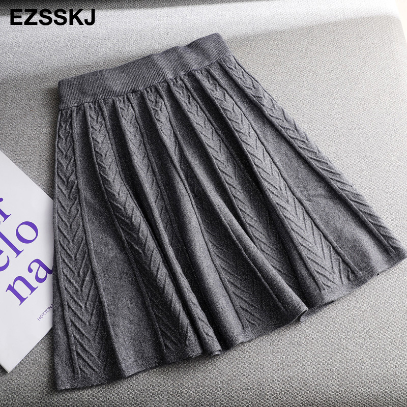 bling Autumn winter a-line thick short SWEATER Skirt Women good quality cute shinny mini skirt female elegant knit skirt 210309