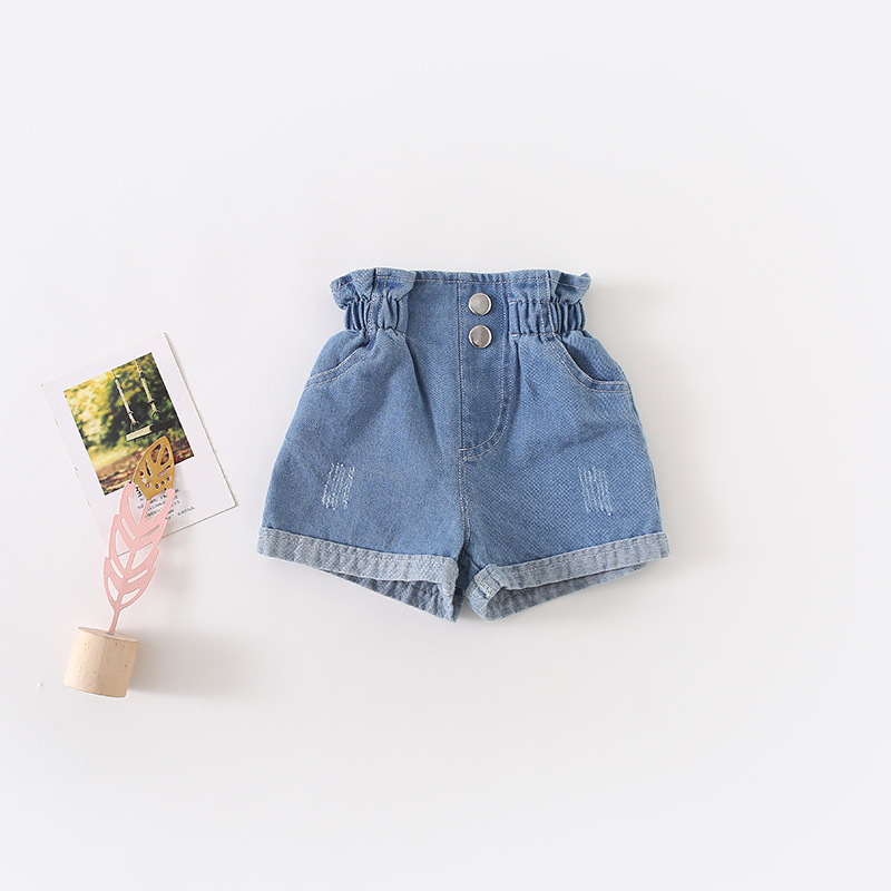 Summer Arrival korean style cotton pure color high waist all-match fashion short pants for cute sweet baby girls 210303