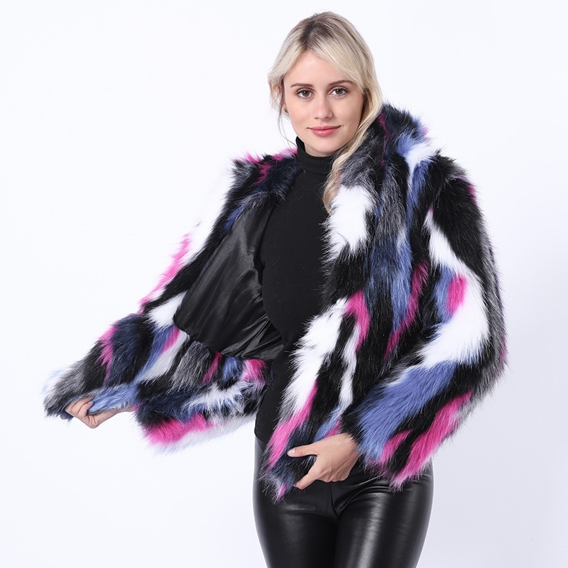 Winter Multicolor Faux Fur Leather Jacket Womens Warm Short Coat Women Loose Jackets Thicken Fashion 211207