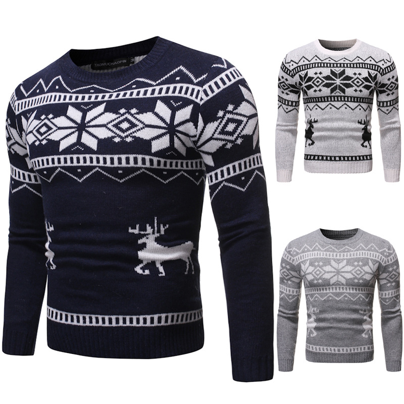 Wholesale-Mens Vintage Novelty Jumper Print Sweater Christmas Rudolph Winter Fairisle Coat
