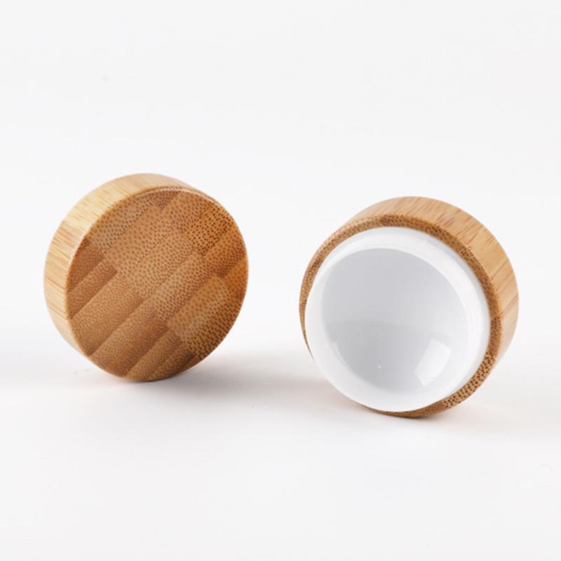 5ml 10ml 30ml Natural Bamboo Refillable Bottle Cosmetics Jar Box Makeup Cream Storage Pot Container Round Bottle Portable