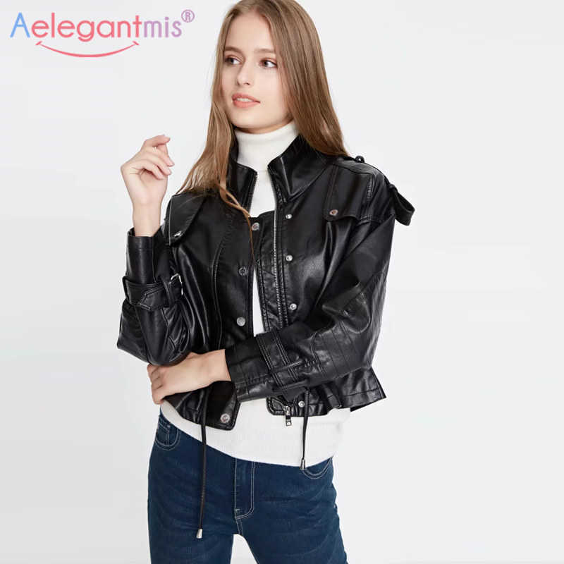 Aelegantmis Chic Women Faux Leather Jacket Spring Autumn Motorcycle Biker Coat Black Pink Outerwear Female Punk Streetwear 210607, Red
Aelegantmis Chic Women Faux Leather Jacket Spring Autumn Motorcycle Biker Coat Black Pink Outerwear Female Punk Streetwear 210607, Red