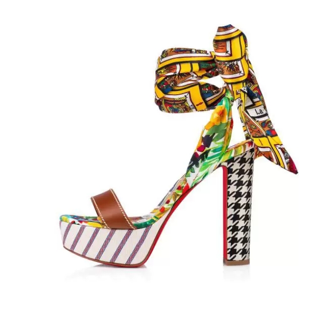 Summer Ladies Sandals High Heel Red Sole Sandal Du Desert 130 mm Calfskin and Floral Satin Crepe Capsule Printed Houndstooth Reds Soles Shoess, Black
Summer Ladies Sandals High Heel Red Sole Sandal Du Desert 130 mm Calfskin and Floral Satin Crepe Capsule Printed Houndstooth Reds Soles Shoess, Black