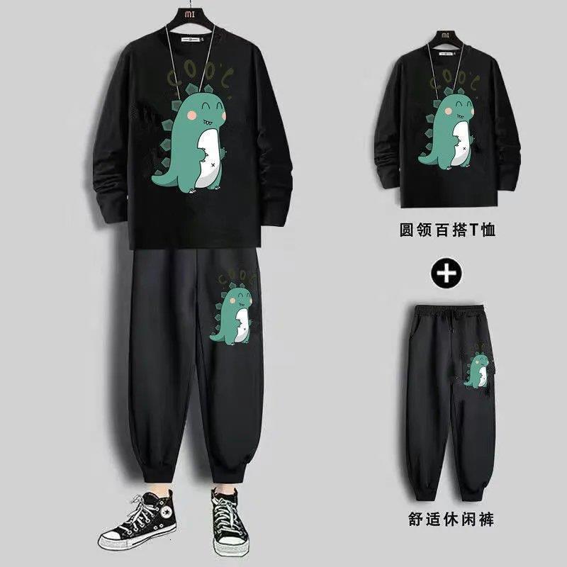 autumn and winter suit student korean little dinosaur long sleeve t-shirt male nine point casual pants, White;black
autumn and winter suit student korean little dinosaur long sleeve t-shirt male nine point casual pants, White;black