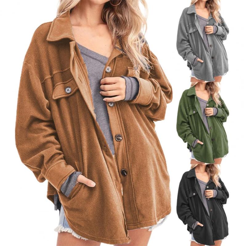 Women's Jackets All Match Great Casual Autumn Jacket Lapel Lady Loose For Home, Black;brown
Women's Jackets All Match Great Casual Autumn Jacket Lapel Lady Loose For Home, Black;brown