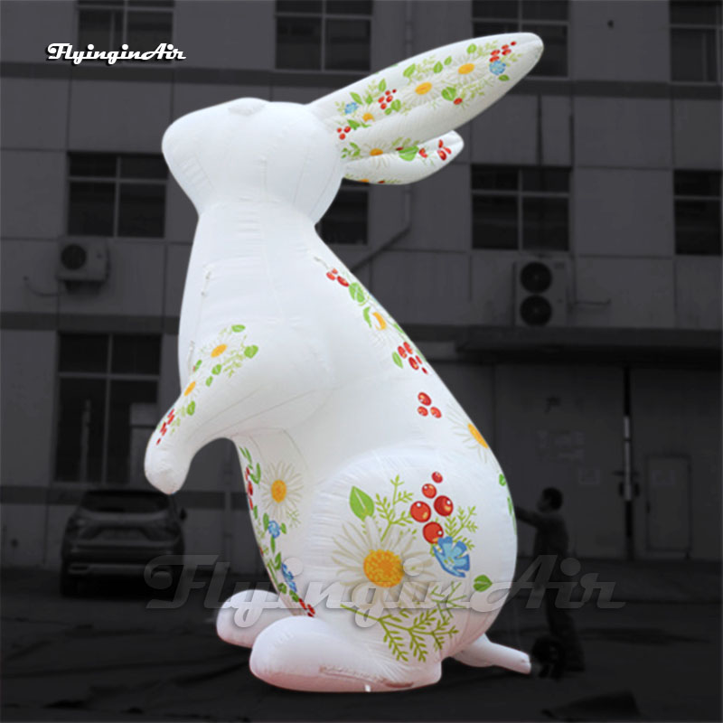 Outdoor Animal Mascot Model White Inflatable Rabbit 3m/4m/5m Advertising Blow Up Easter Bunny Balloon For Park Decoration