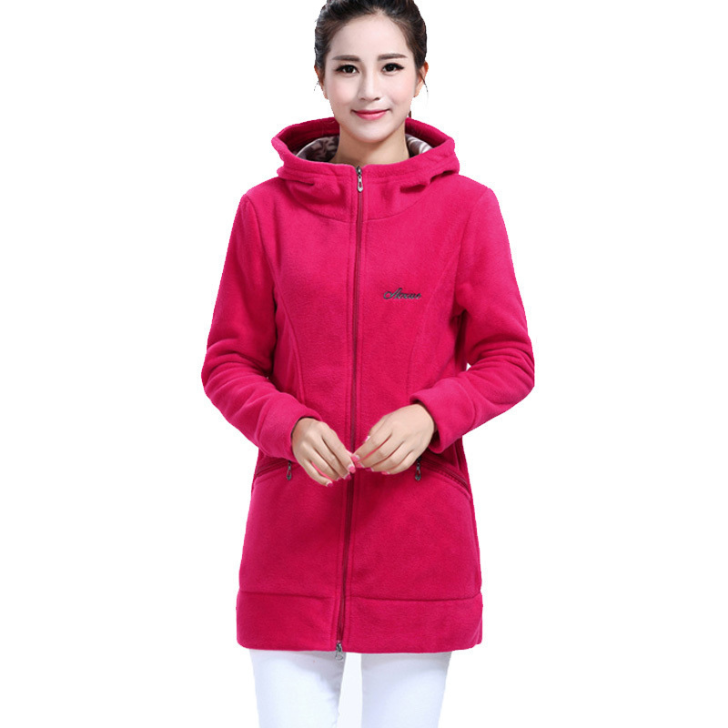 Women Fleece Hoodies Autumn Winter Female Warm Hoodies Zipper Hooded Jacket Thick Fleece Coat Outerwear Plus Size 3XL 4XL 201113