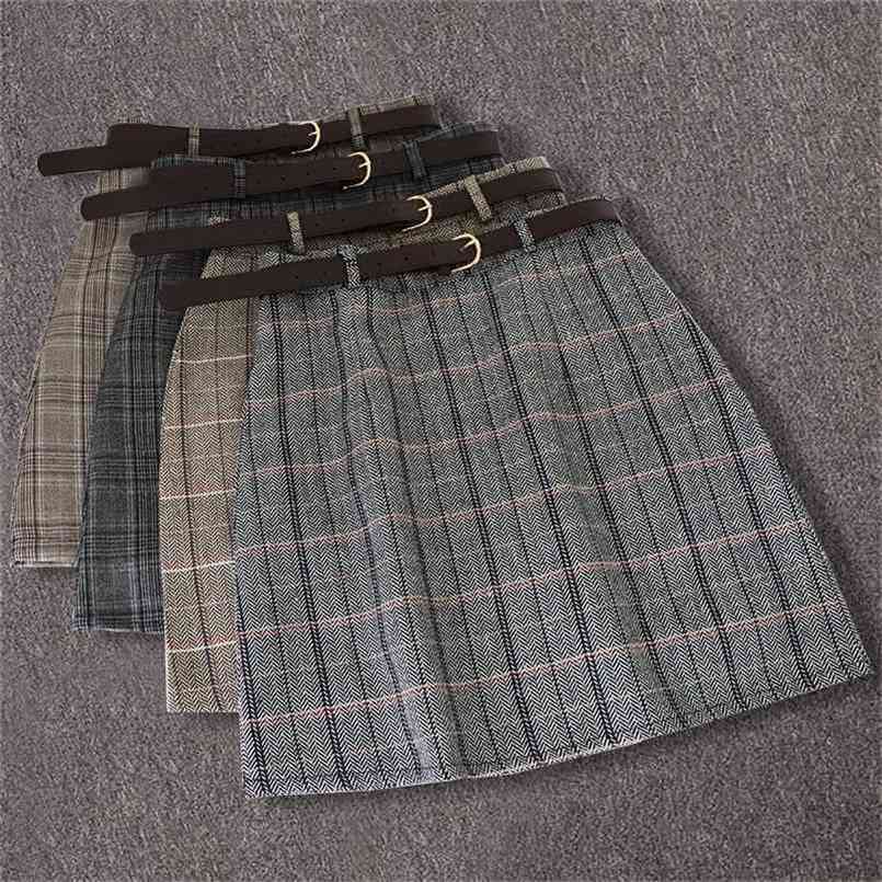 Winter Plaid A-Line Sashes Women Skirt High Waist Above Knee Casual Vintage Office Work Ladies Korean Empire Mini Skirts Belt 210702, Stripe grey
Winter Plaid A-Line Sashes Women Skirt High Waist Above Knee Casual Vintage Office Work Ladies Korean Empire Mini Skirts Belt 210702, Stripe grey