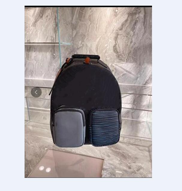 Brand New mens Backpack Real Leather Bag Designer Brand M45455 Backpack Big Size Bag Bllack Flower Handbag Vintage Backpack