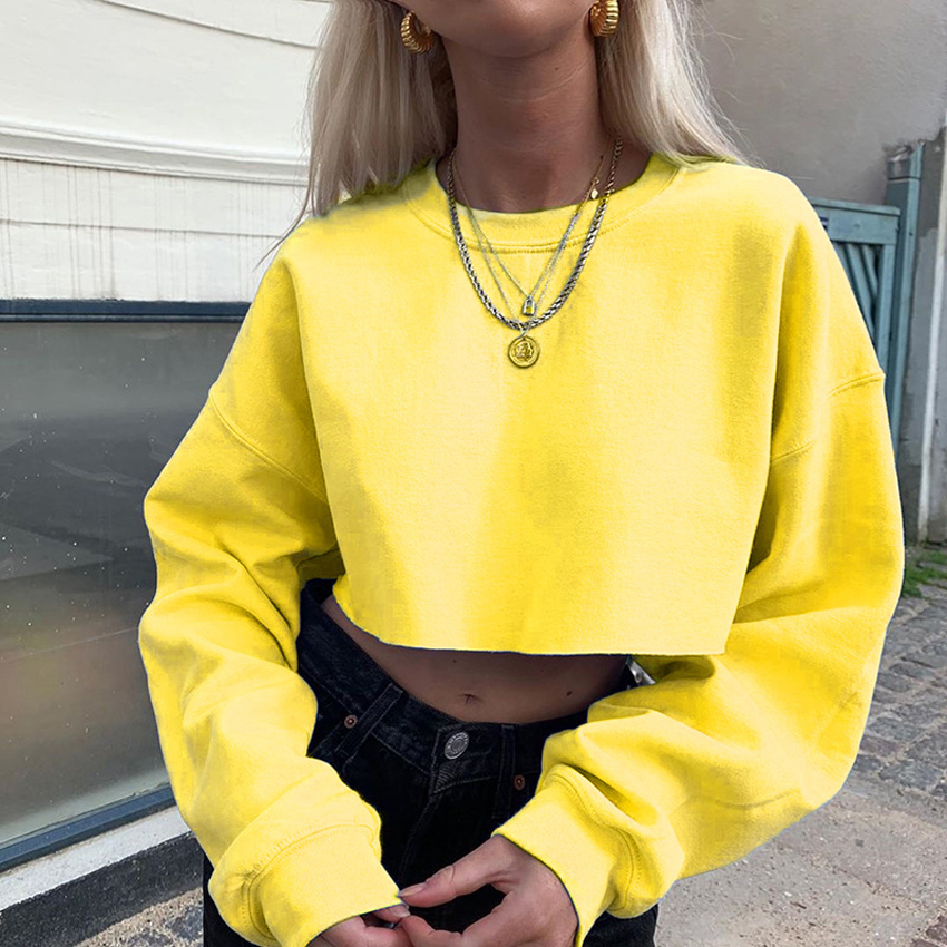 Lusofie Tie Dye Printed Long Sleeve Sweatshirt Women Casual Loose Crop Top Sweat Shirt Streetwear Autumn Hoodies Ladies 210302