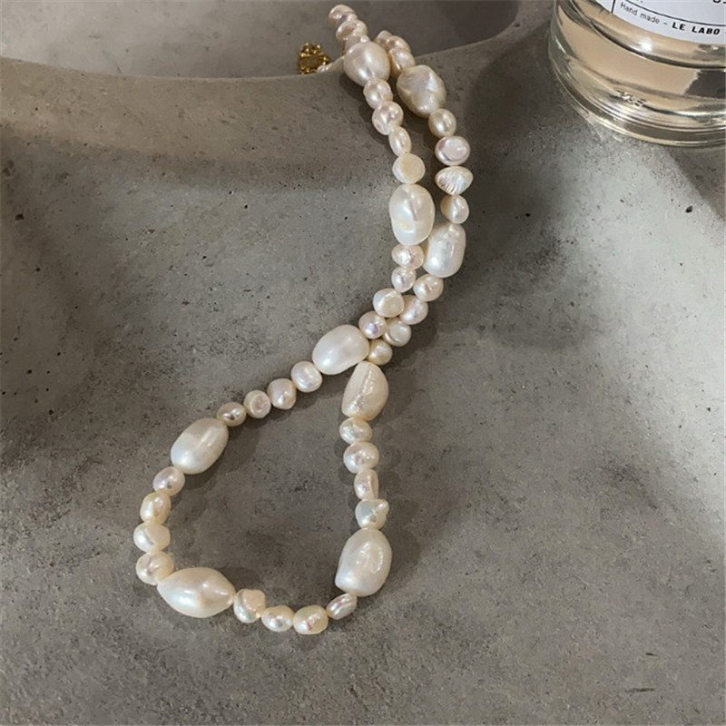 100% 925 Sterling Silver Mix Size Irregular Natural Freshwater Pearl Necklaces For Women Wedding Party Gifts Female Choker Neckace