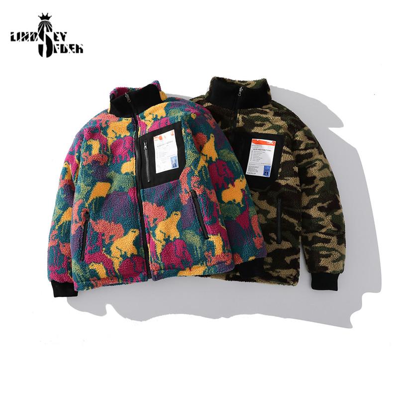 Men's Down & Parkas Lindsey Seader 2021 Hip Hop Reversible Jacket Parka Colorful Camouflage Streetwear Men Harajuku Windbreaker Fleece Winte