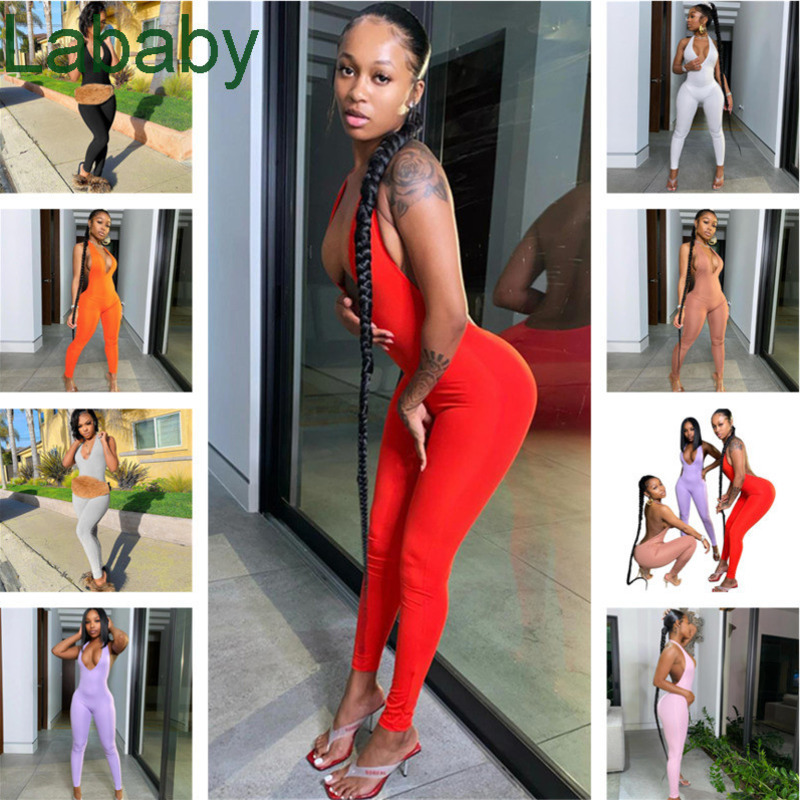 Summer New Women Jumpsuit Fashion Sexy Sleeveless V-neck Halter Backless Hip Lift Solid Color Onesies Casual Sports Ladies Rompers 2021, Purple
Summer New Women Jumpsuit Fashion Sexy Sleeveless V-neck Halter Backless Hip Lift Solid Color Onesies Casual Sports Ladies Rompers 2021, Purple