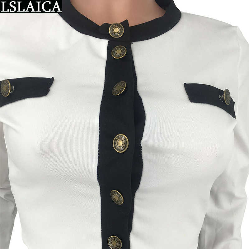 Two Peice Set for Women Outfits Autumn Fashion Patchwork Little Fragrance Chic Long Sleeve Button Crop Tops & Pencil Pants Sets 211007