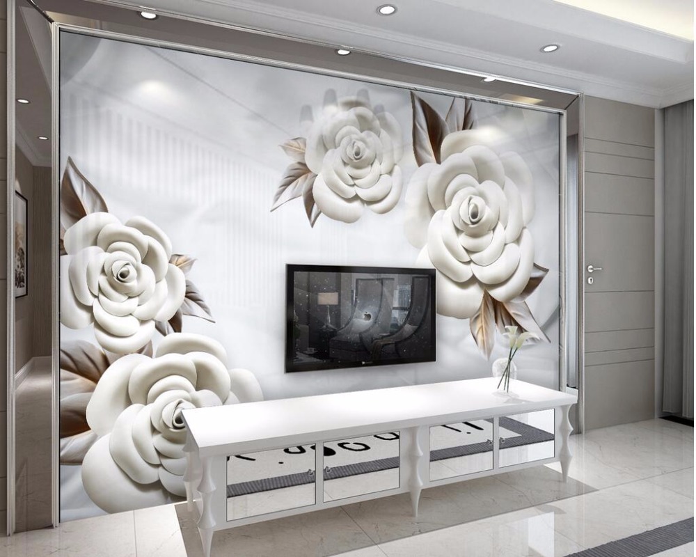 Custom wallpaper 3d modern simple papel de parede relief flowers silk background wall decoration painting wallpaper
