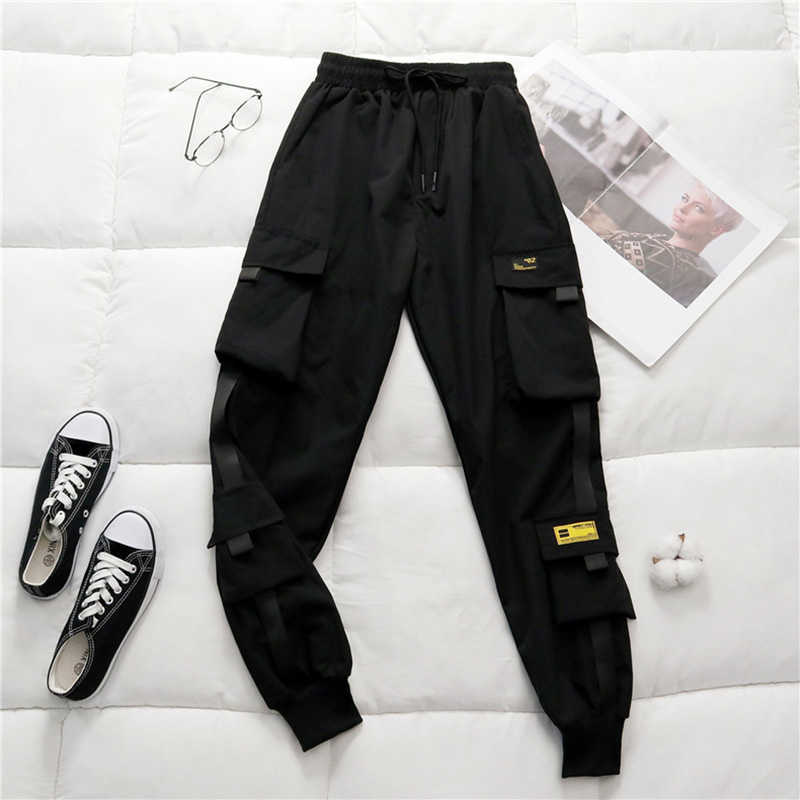 Spring Women's High Waist Cargo Pants Winter FUR Sports Loose Pants Harajuku BF Velvet Cargo Pants Elastics Trousers 211006