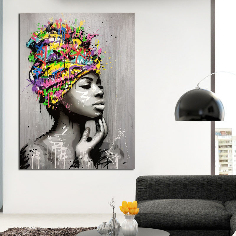 Graffiti Art Poster Print Canvas Painting For Living Room Wall Art Beautiful Girl Decoration Paintings No Frame
