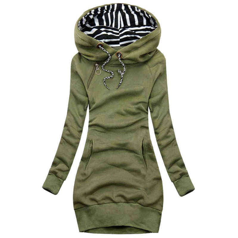 Fashion Women Sweatshirt Pullover Hoodies Long Sleeve Dress Hooded Striped Hooded Tops Drawstring Sweatshirts Slim Long Hoodies 211108