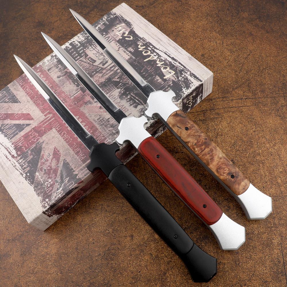 New 13 inch Italian Mafia 440C single-edged aluminum alloy head + wooden handle hunting self-defense tactical automatic knife
New 13 inch Italian Mafia 440C single-edged aluminum alloy head + wooden handle hunting self-defense tactical automatic knife