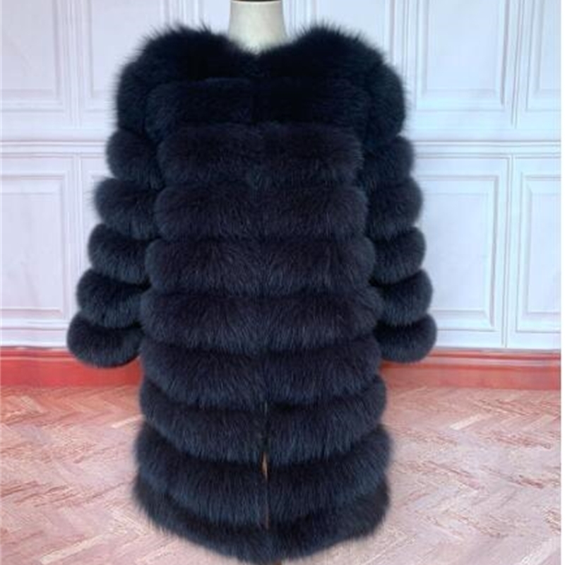 Natural Real Fox Fur Coat Winter Women Long Style Genuine Jacket Female Quali-1ty 100% Overcoats 210927