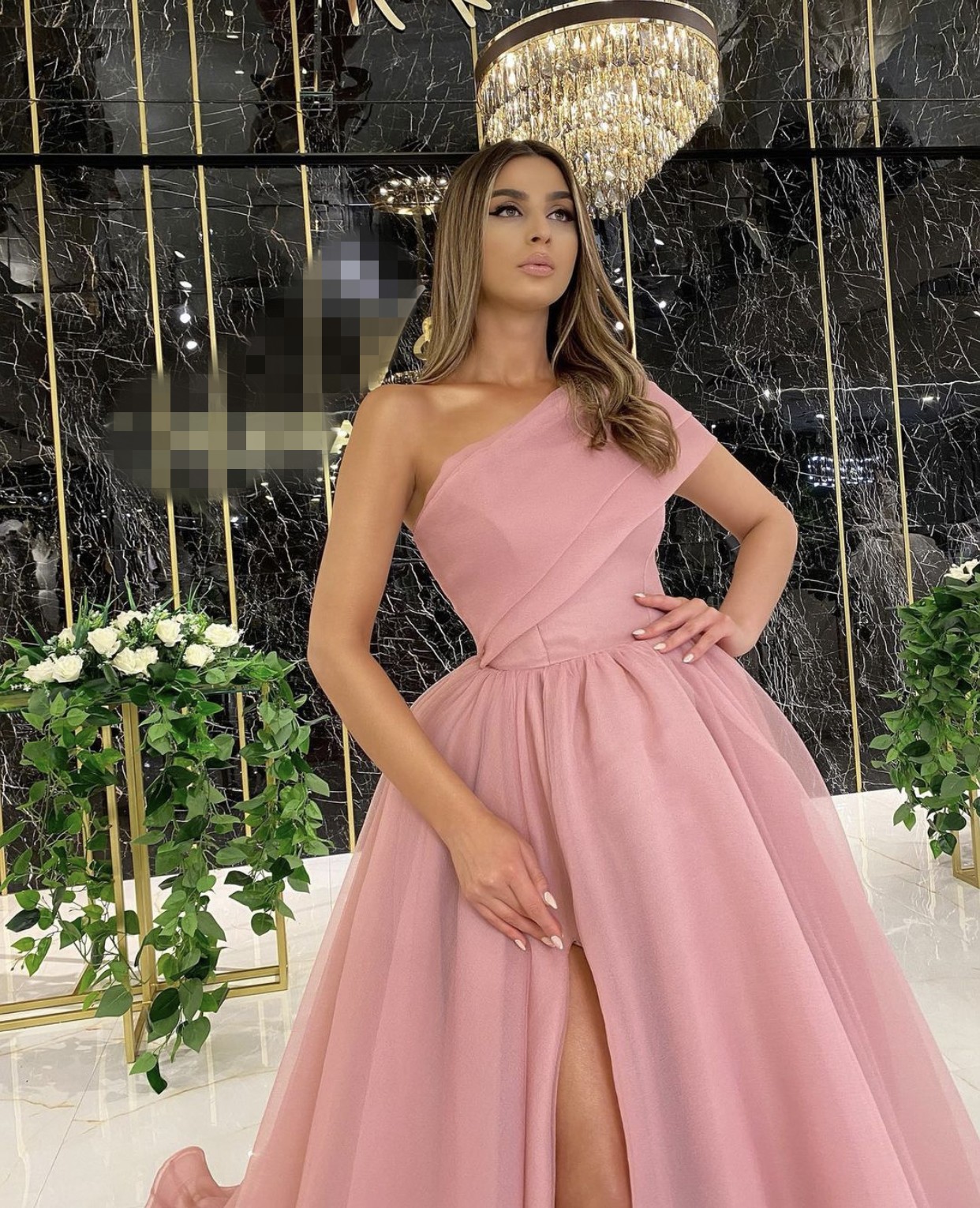 Elegant Evening Dresses 2022 With Dubai Formal Gowns Party Prom Dress Arabic Middle East One Shoulder High Split Organza