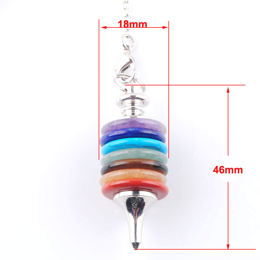 WOJIAER Natural Stone Pendulum Wicca Dowsing Reiki Pendant Wheels of Life Gems Jewelry 7 Chakra Pendulums Men Women Gift N3669