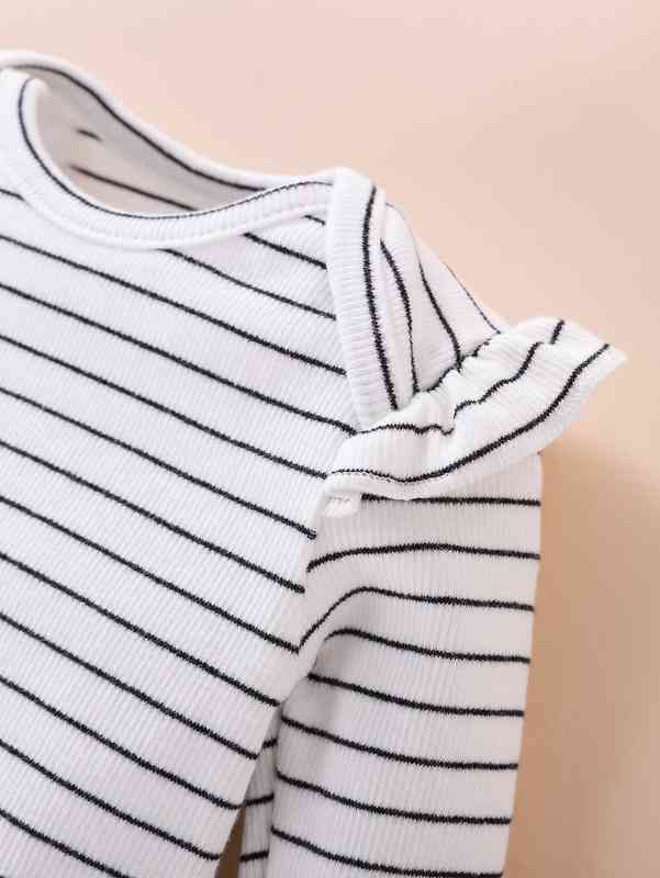 Baby Striped Ruffle Trim Bodysuit & Leggings SHE
