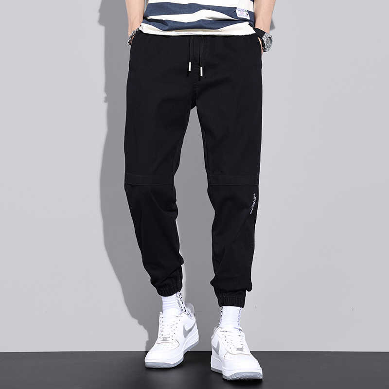 Spring Autumn Cargo Pants Men's Trendy Outdoor Ankle Banded Pant Loose Elastic Waist Overalls Harem Trousers Large size M-4XL 210930