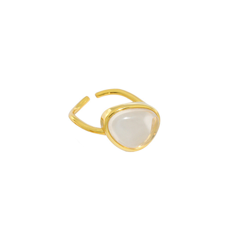 100% 925 Sterling Silver Moon Stone Crystal Rings For Women New Irregular Adjustable Statement Ring Birthday Gifts