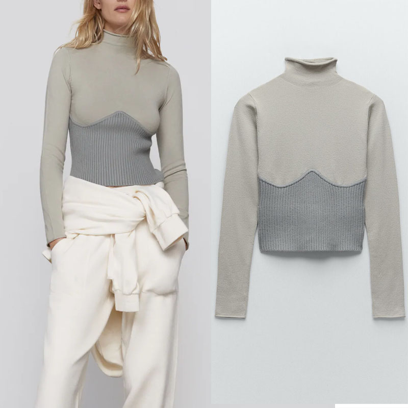 za women winter patchwork turtleneck knit sweater 2021 long sleeve pronounced seam slim pullover female chic knitted top, Black
za women winter patchwork turtleneck knit sweater 2021 long sleeve pronounced seam slim pullover female chic knitted top, Black