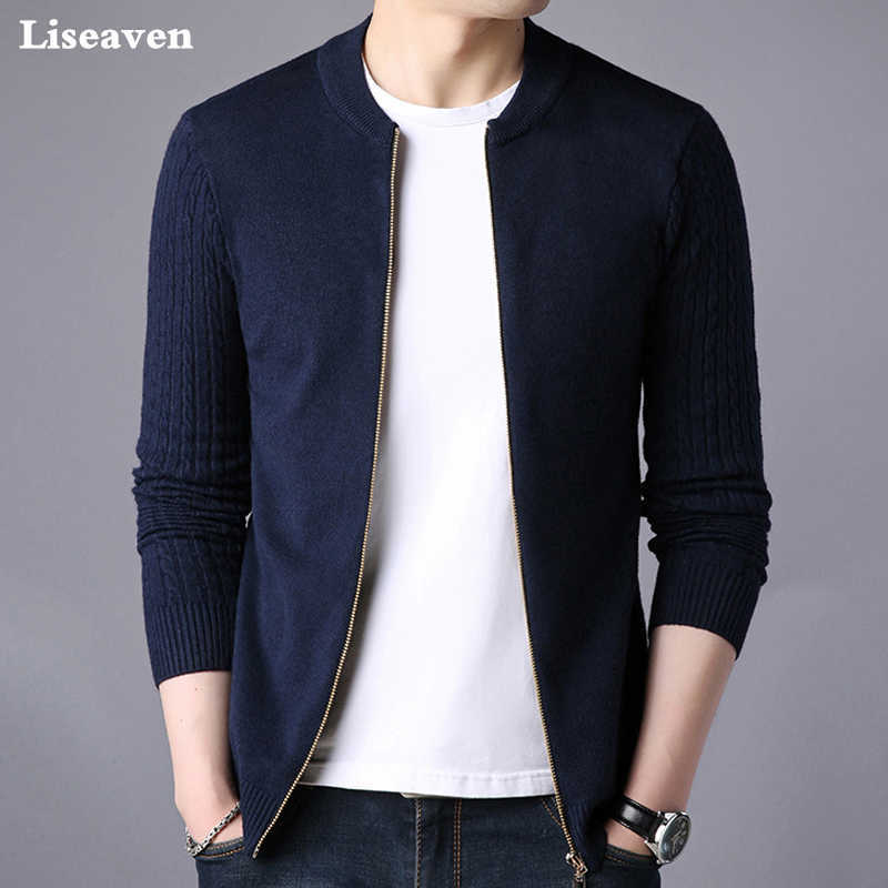 Liseaven Men's Sweater Male Jacket Solid Color Sweaters Knitwear Warm Sweatercoat Cardigans Men Clothing 210818