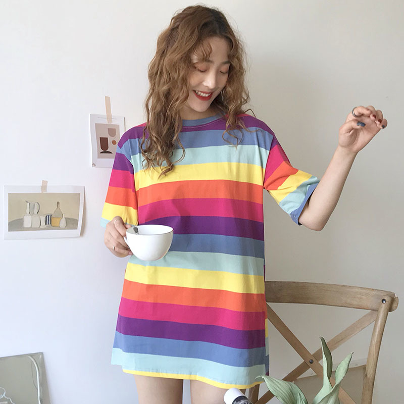 2021 New Korean Krpop Striped Raiow T-shirts Will See Long Tops Loose The-neck Short Ulzzang Women's Clothing 4fmi, Multiple
2021 New Korean Krpop Striped Raiow T-shirts Will See Long Tops Loose The-neck Short Ulzzang Women's Clothing 4fmi, Multiple