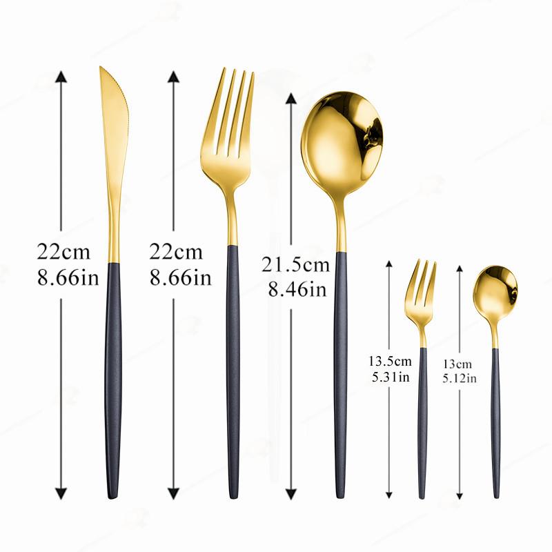 Fork knife Set Golden Black Forks and Spoon Cutlery Dinnerware Set Kitchen Home Full Tableware Black Gold Dinner Western