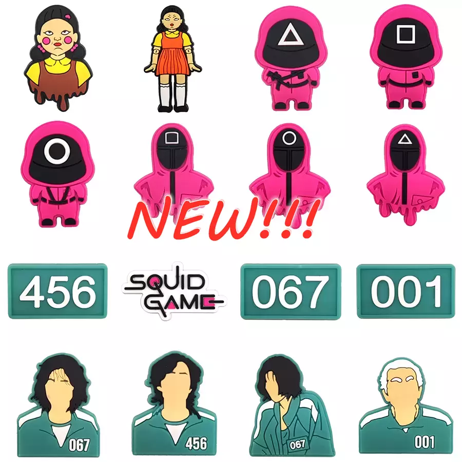 Wholesale SQUID GAME Croc Charms Soft Pvc Rubber Shoe Decoration Accessorizes Xams Party Gift DHL Fast Shipping
Wholesale SQUID GAME Croc Charms Soft Pvc Rubber Shoe Decoration Accessorizes Xams Party Gift DHL Fast Shipping