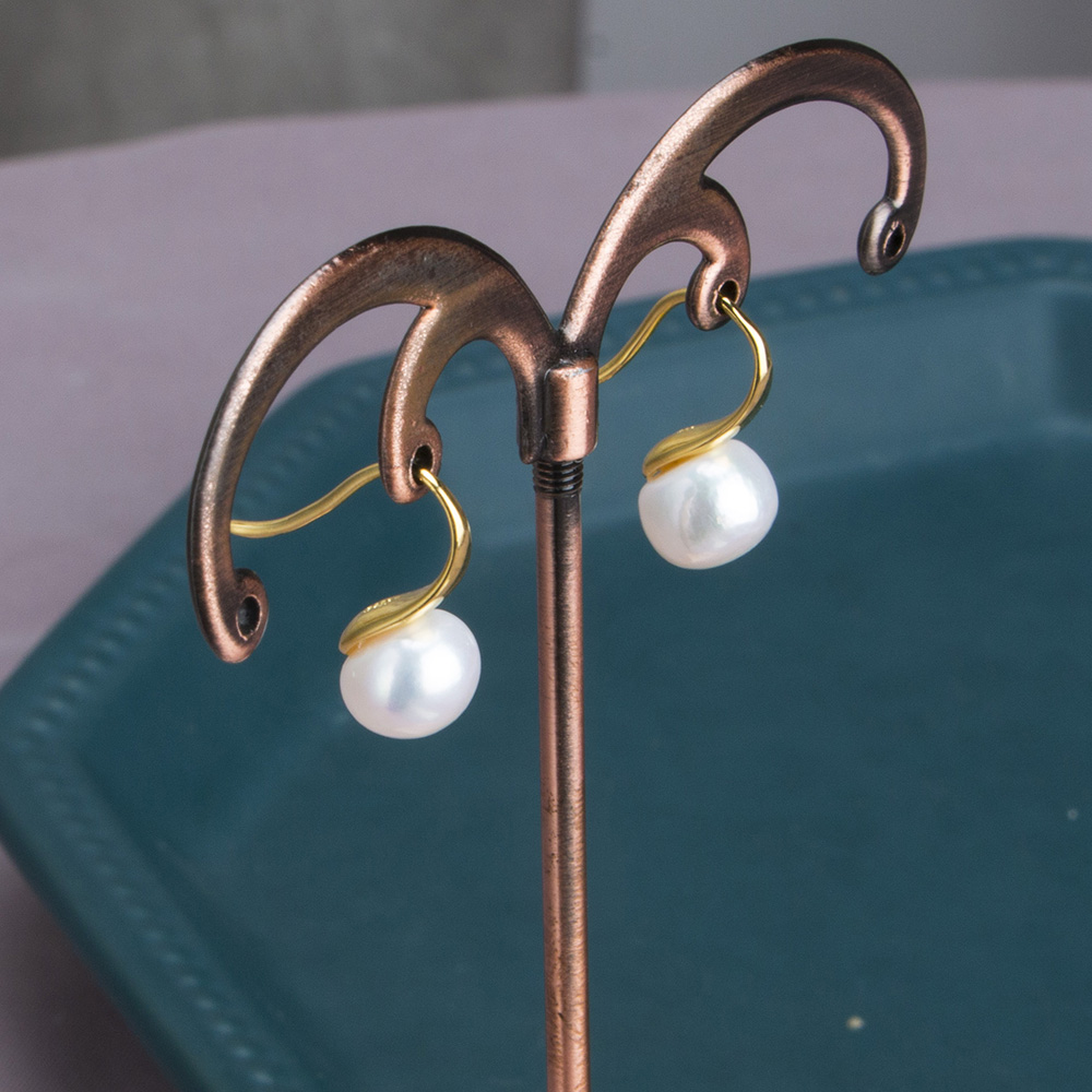 S925 Sterling Silver Pearl Dangle Earring Gold Plated Prevent Allergy Earrings for Women Gril Gift Freshwater Natural Pearls