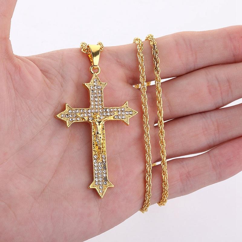 Chains Gold Cross Chain Necklace For Women Men Hip Hop Cool Accessory Fashion Jesus Christ Pendant Necklaces Gift
Chains Gold Cross Chain Necklace For Women Men Hip Hop Cool Accessory Fashion Jesus Christ Pendant Necklaces Gift