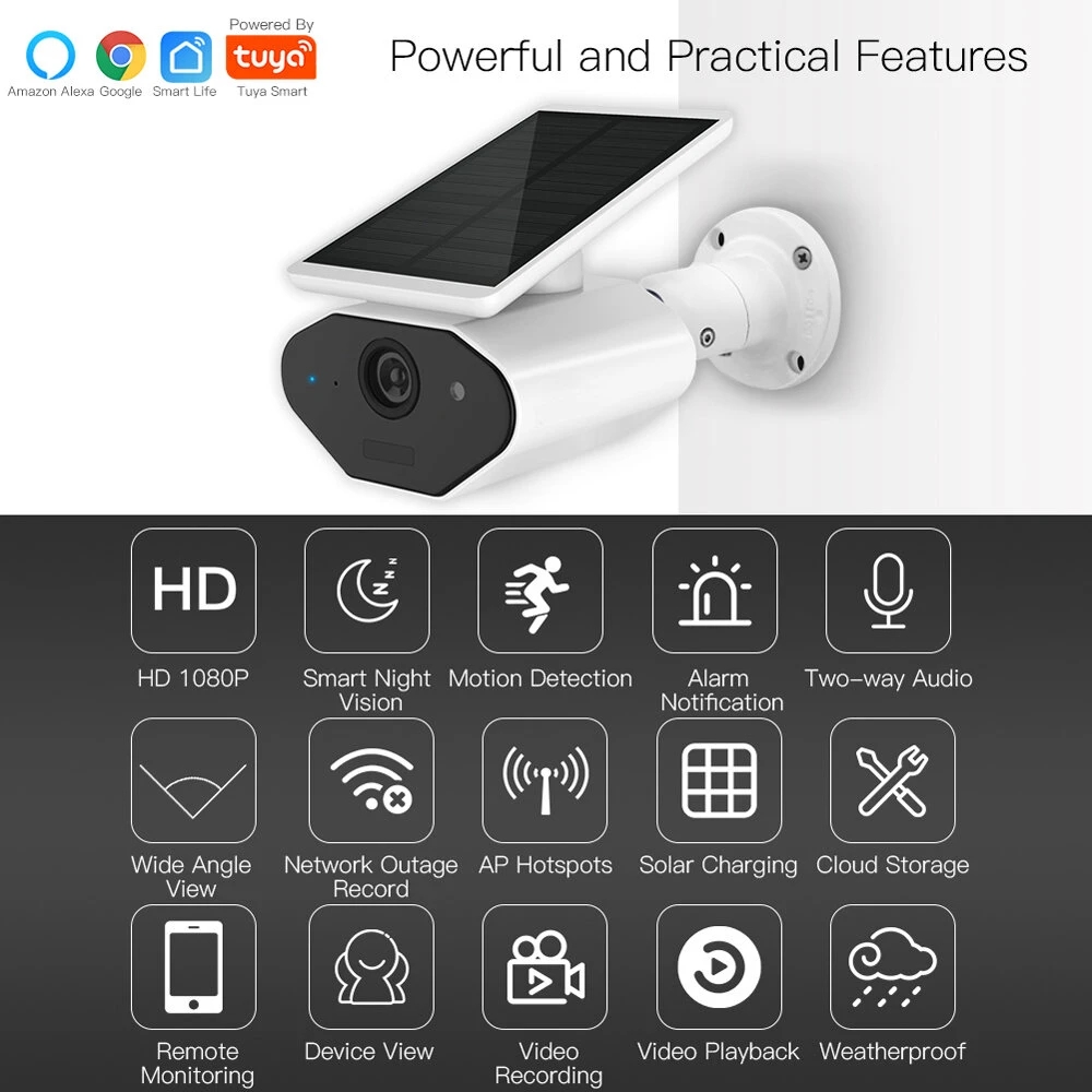 MoesHouse L4 Tuya Smart WIFI Camera Outdoor Low Power Solar Camera HD 1080P Network Two-way Audio IP65 Wiring Free Waterproof